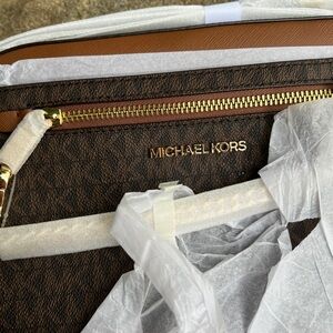 Michael Kors Chocolate Brown Tote with Gold Zipper